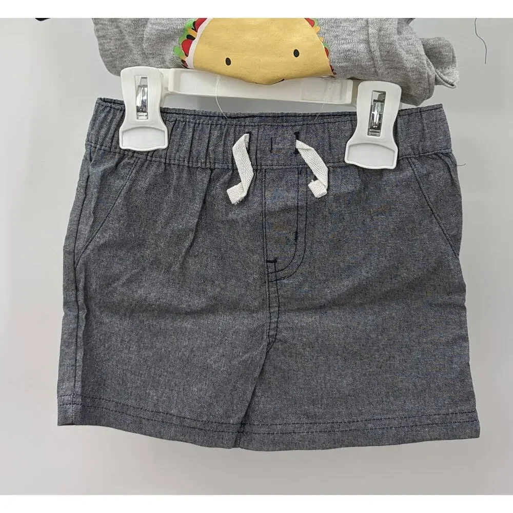 Quiltex Taco 'Bout Cute Two Piece Outfit 18 Months T Shirt Shorts Set toddler